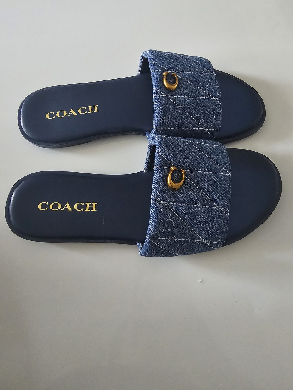COACH Women's Denim Slide Sandals in Navy